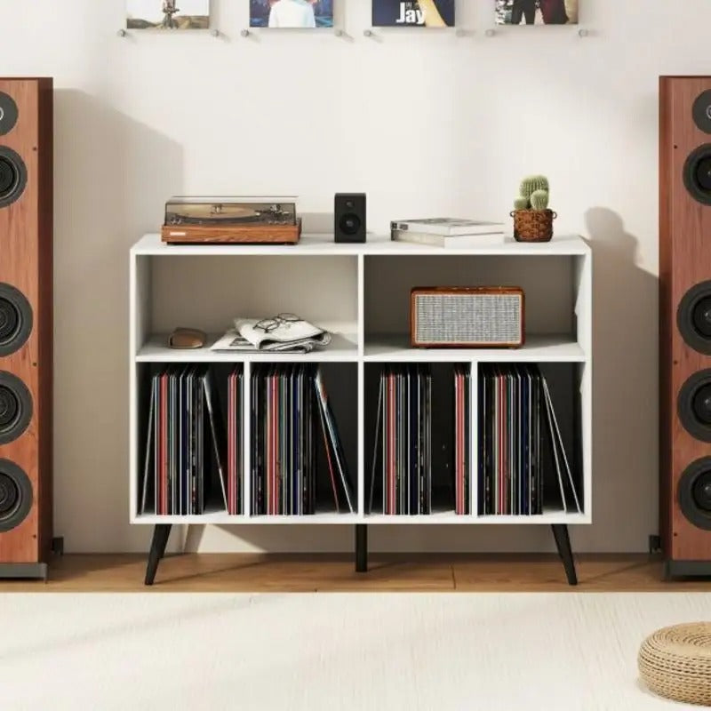 Meuble vinyle blanc — vue de face en situation