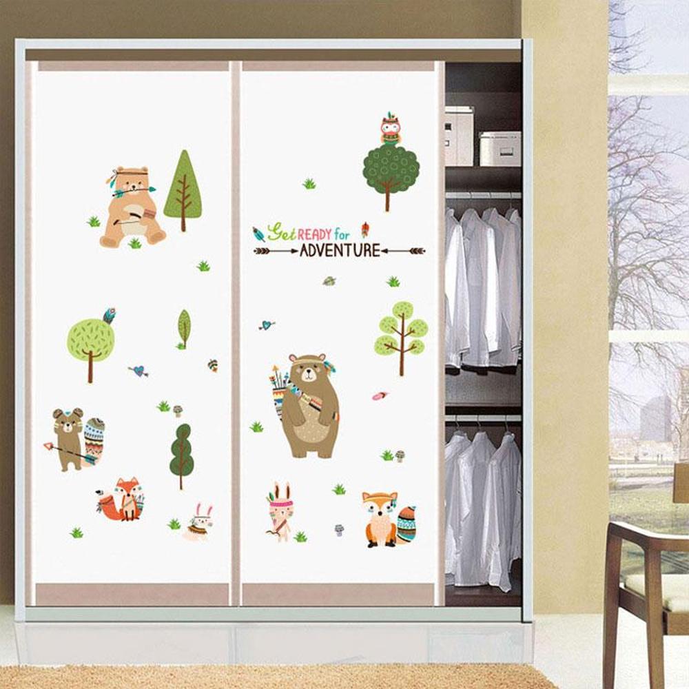 Stickers muraux "Animaux hippies" pour enfants