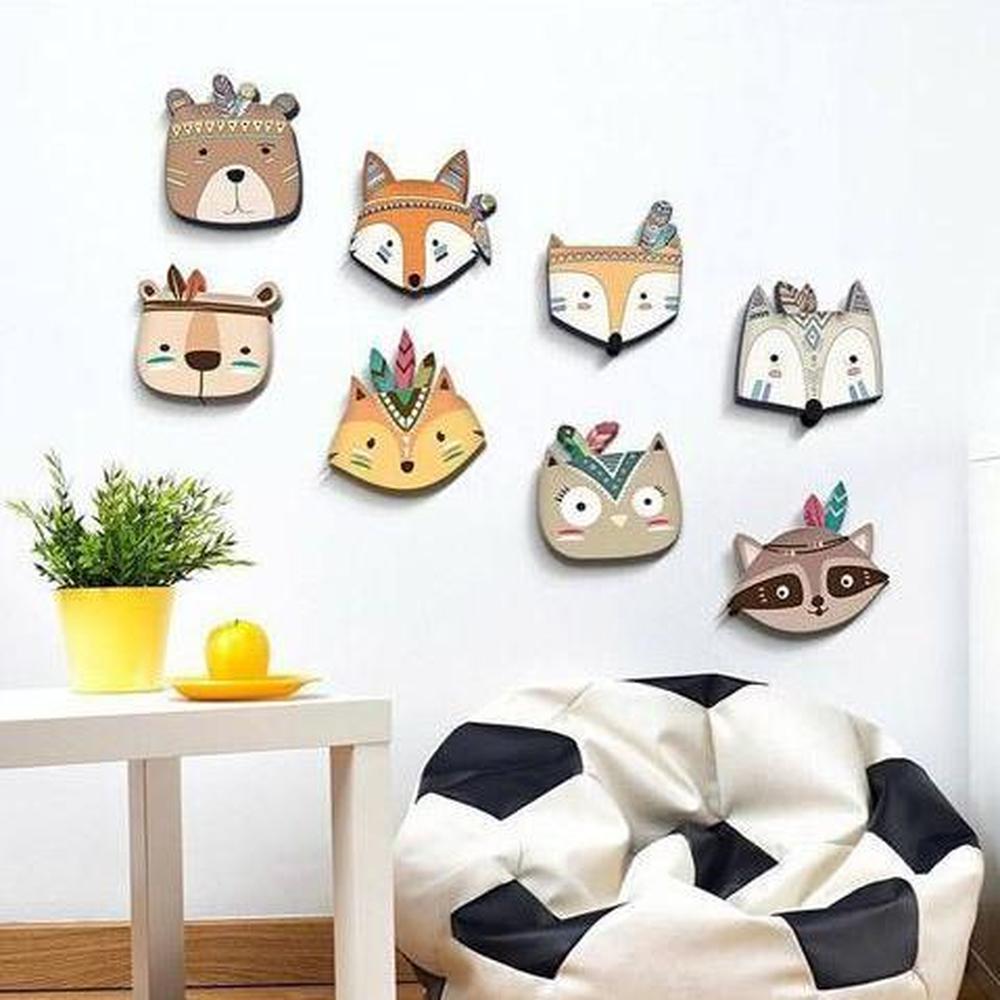 Décorations murales en bois "Animaux Hippies"