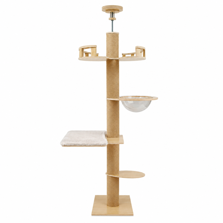 Arbre à chat XXL en bois design ajustable 255–265 cm | Du sol au plafond | Kyoto