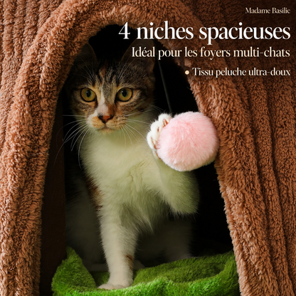 Arbre à chat design XXL 174 cm | 4 niches et couchage fleur | Sylvestre