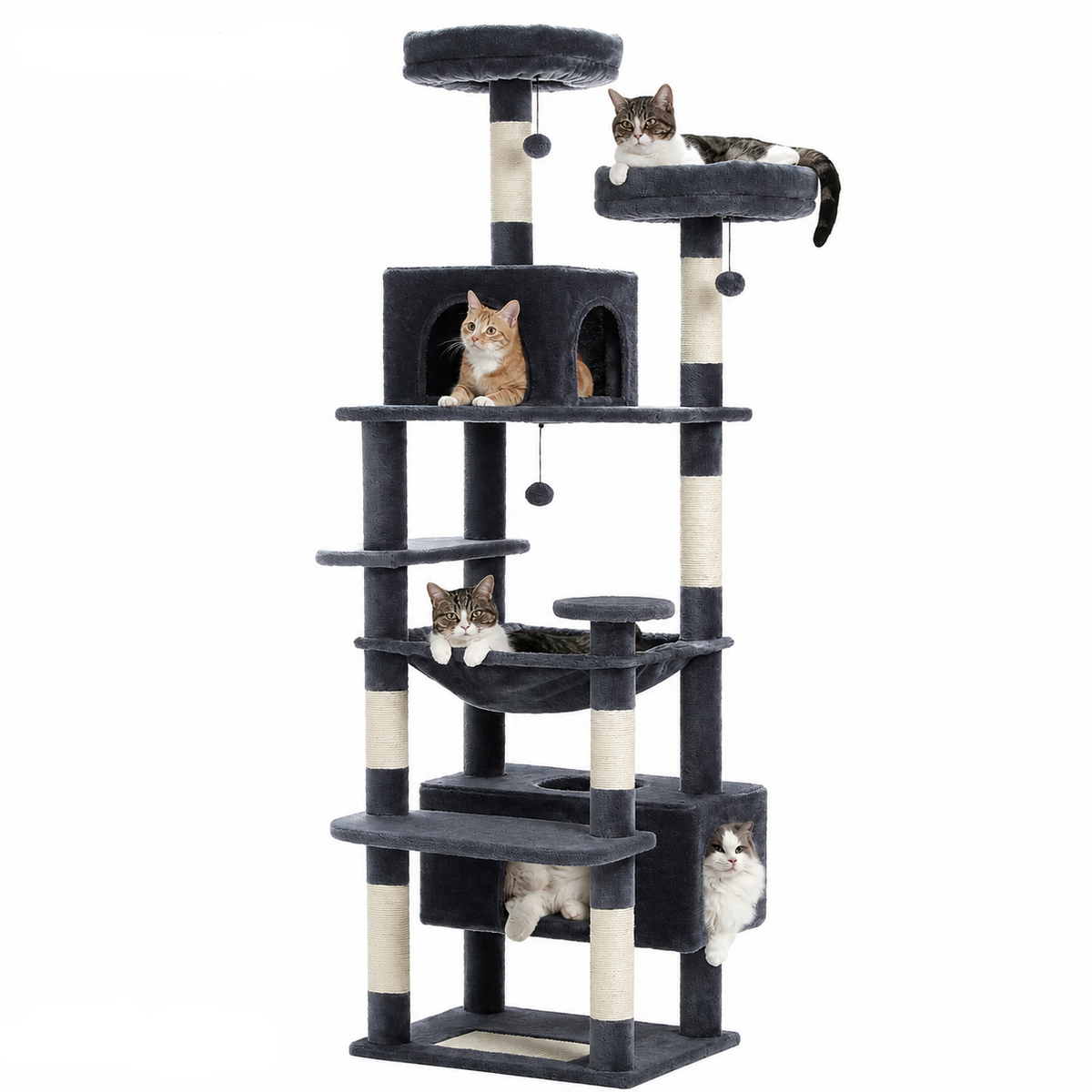Arbre à chat design | 2 niches, hamacs et perchoirs | Milo