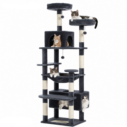 Arbre à chat design | 2 niches, hamacs et perchoirs | Milo