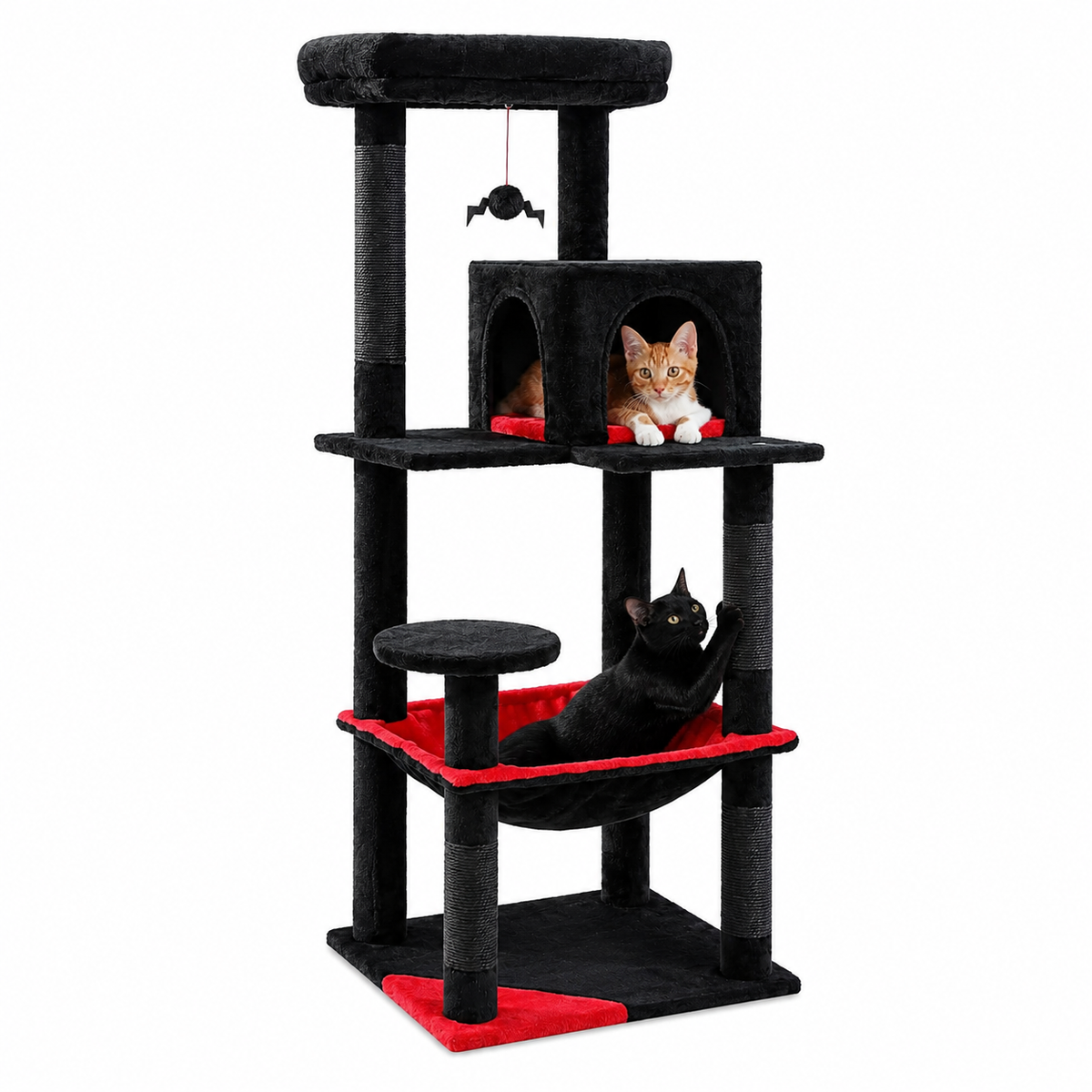 Petit Arbre à chat design gothique 116 ou 143 cm | Niche et grand hamac | Nox