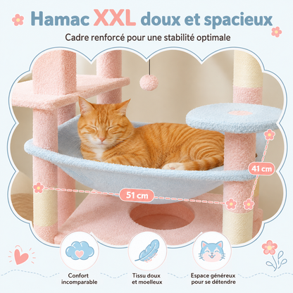 Arbre à chat design XXL pastel 184 cm | Niches et perchoirs nuage | Céleste