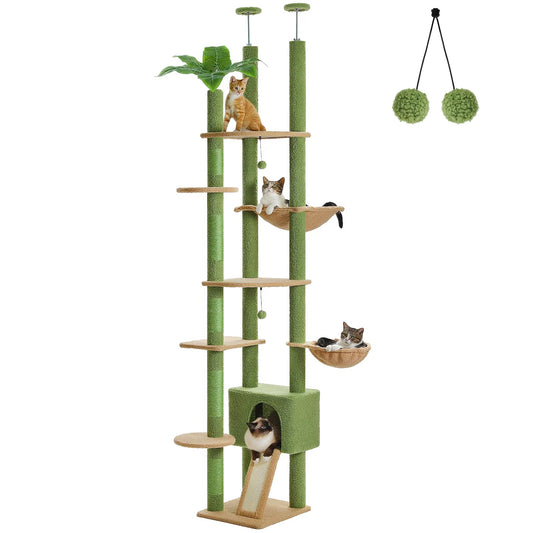 Arbre à chat design XXL cactus du sol au plafond | Niche et hamac | Oasis