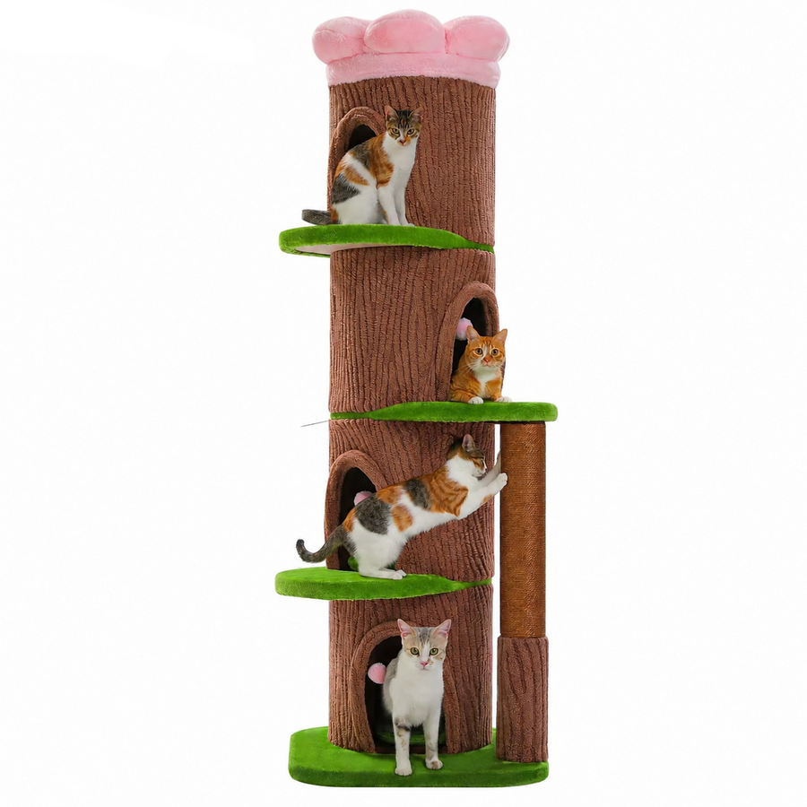 Arbre à chat design XXL 174 cm | 4 niches et couchage fleur | Sylvestre