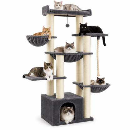 Arbre à chat XXL pour Maine Coon 170 cm | 11 griffoirs et grand hamac | Titan