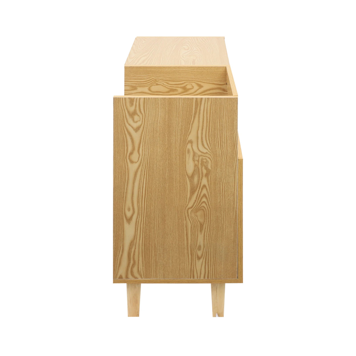 Vue latérale du meuble vinyle bois clair avec bac frontal