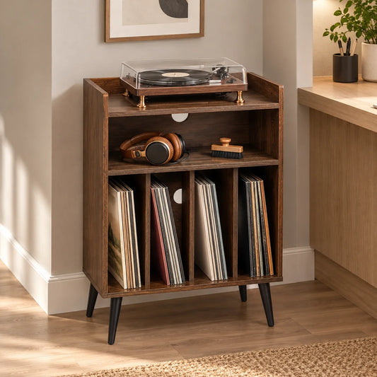 Meuble platine vinyle 52 cm – Rangement 150 disques