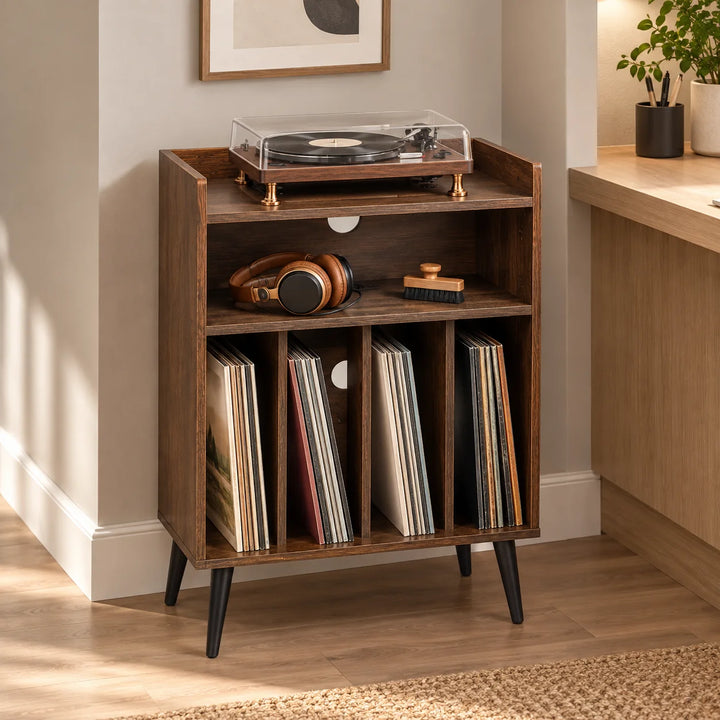 Meuble platine vinyle 52 cm – Rangement 150 disques