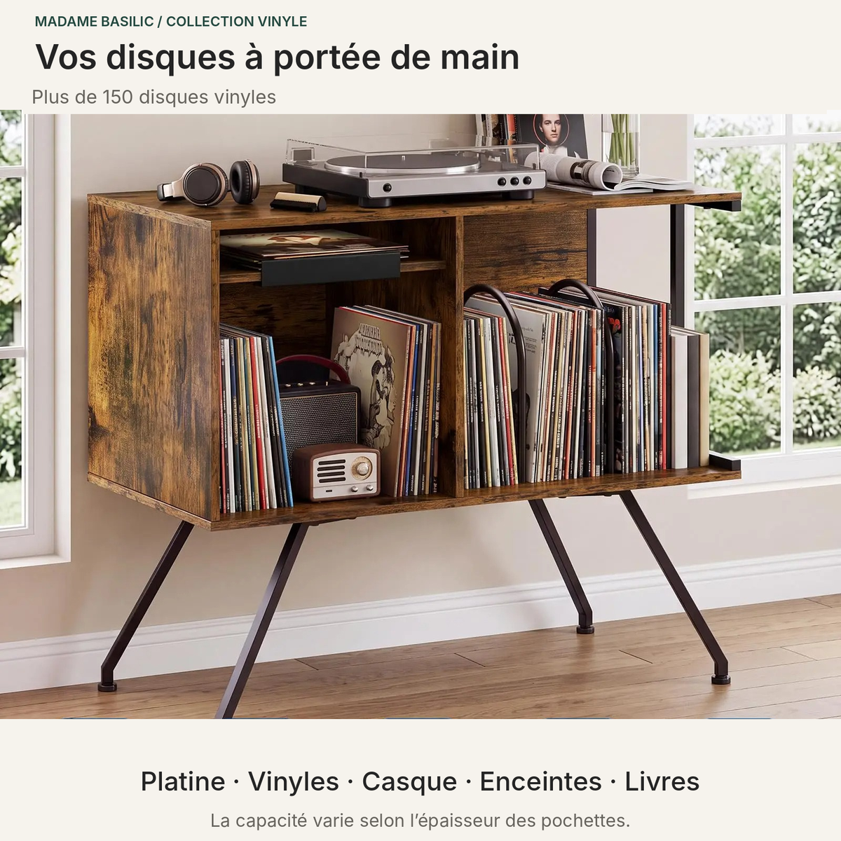 Rangement des vinyles et accessoires d’écoute