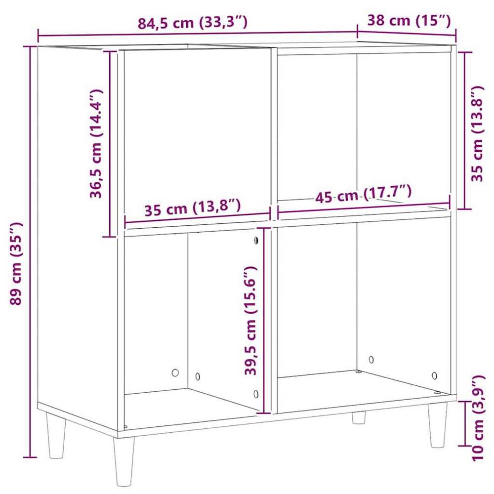 Dimensions du meuble noir : 84,5 × 38 × 89 cm