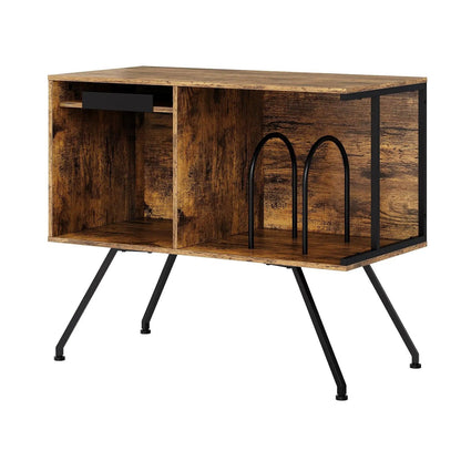 Meuble platine vinyle 80 cm brun — vue du meuble seul