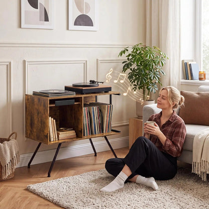 Meuble brun 80 cm — coin d’écoute dans le salon
