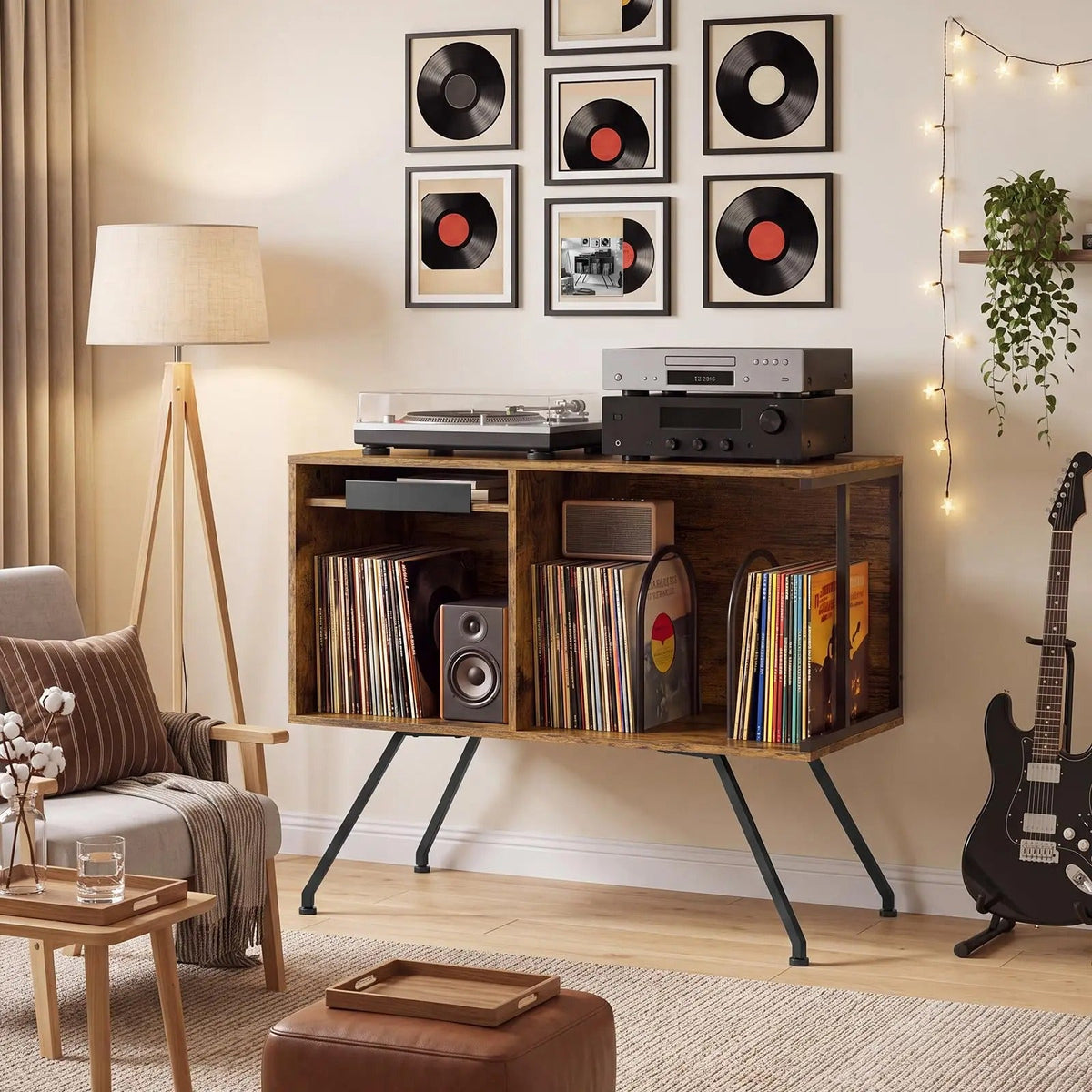 Meuble brun 80 cm — installation audio et disques
