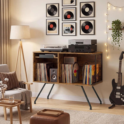 Meuble brun 80 cm — installation audio et disques