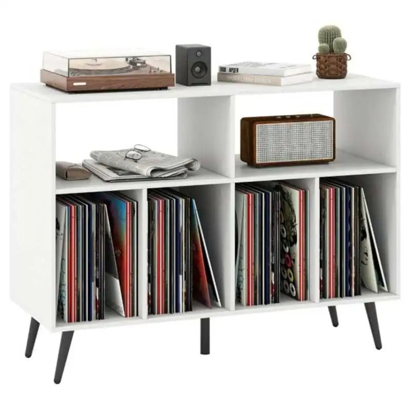 Meuble vinyle blanc 100 cm — platine et disques