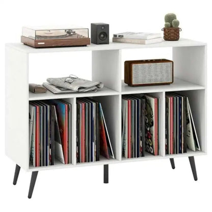 Meuble vinyle blanc 100 cm — platine et disques