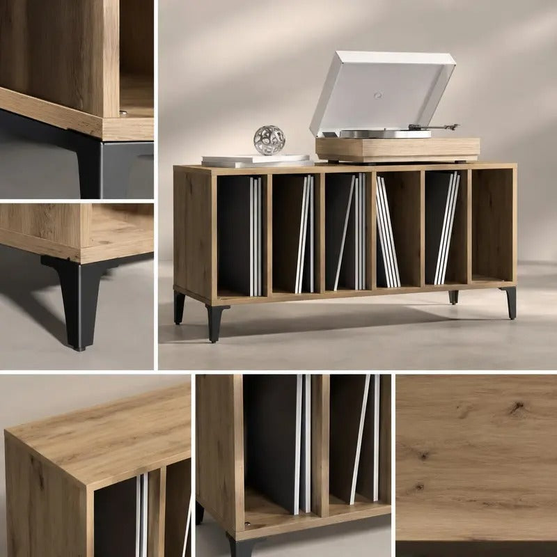 Console vinyle — pieds et compartiments
