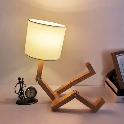 Lampe de chevet en bois - En forme de robot - E14 - 100-240V