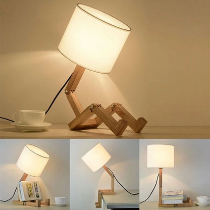 Lampe de chevet en bois - En forme de robot - E14 - 100-240V