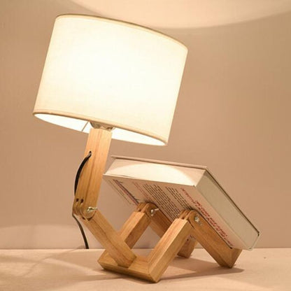 Lampe de chevet en bois - En forme de robot - E14 - 100-240V