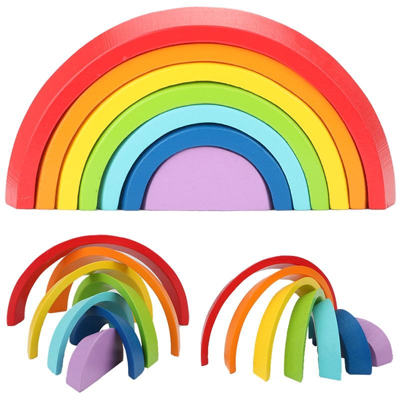Arc-en-ciel en bois multicolore | Montessori