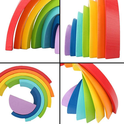 Arc-en-ciel en bois multicolore | Montessori