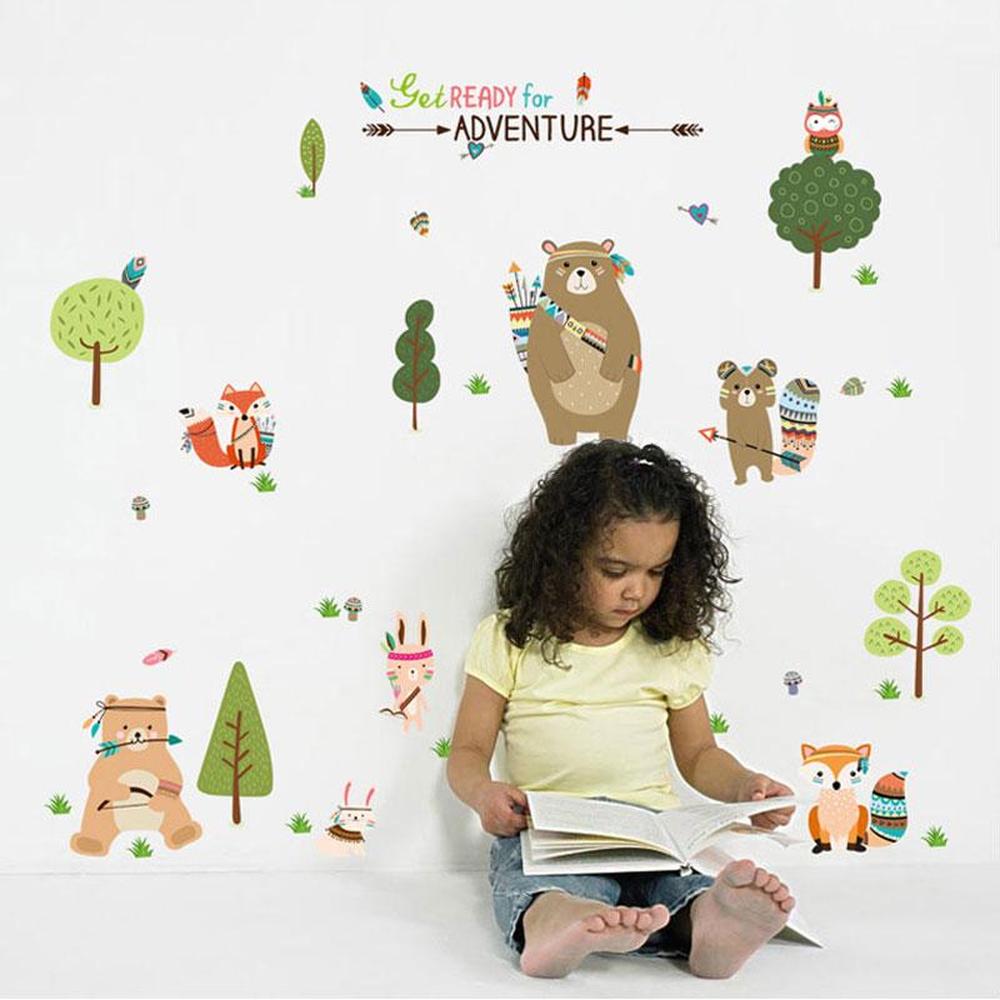 Stickers muraux "Animaux hippies" pour enfants