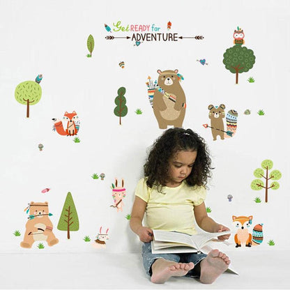 Stickers muraux "Animaux hippies" pour enfants