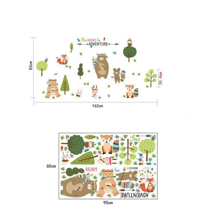 Stickers muraux "Animaux hippies" pour enfants