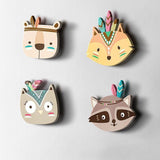 Décorations murales en bois  "Animaux Hippies"