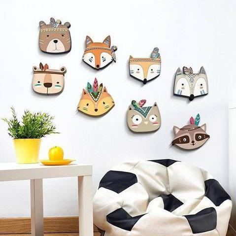 Décorations murales en bois  "Animaux Hippies"