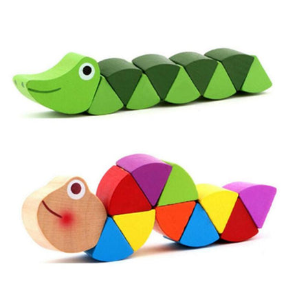 Chenille et Crocodile flexible en bois | Montessori